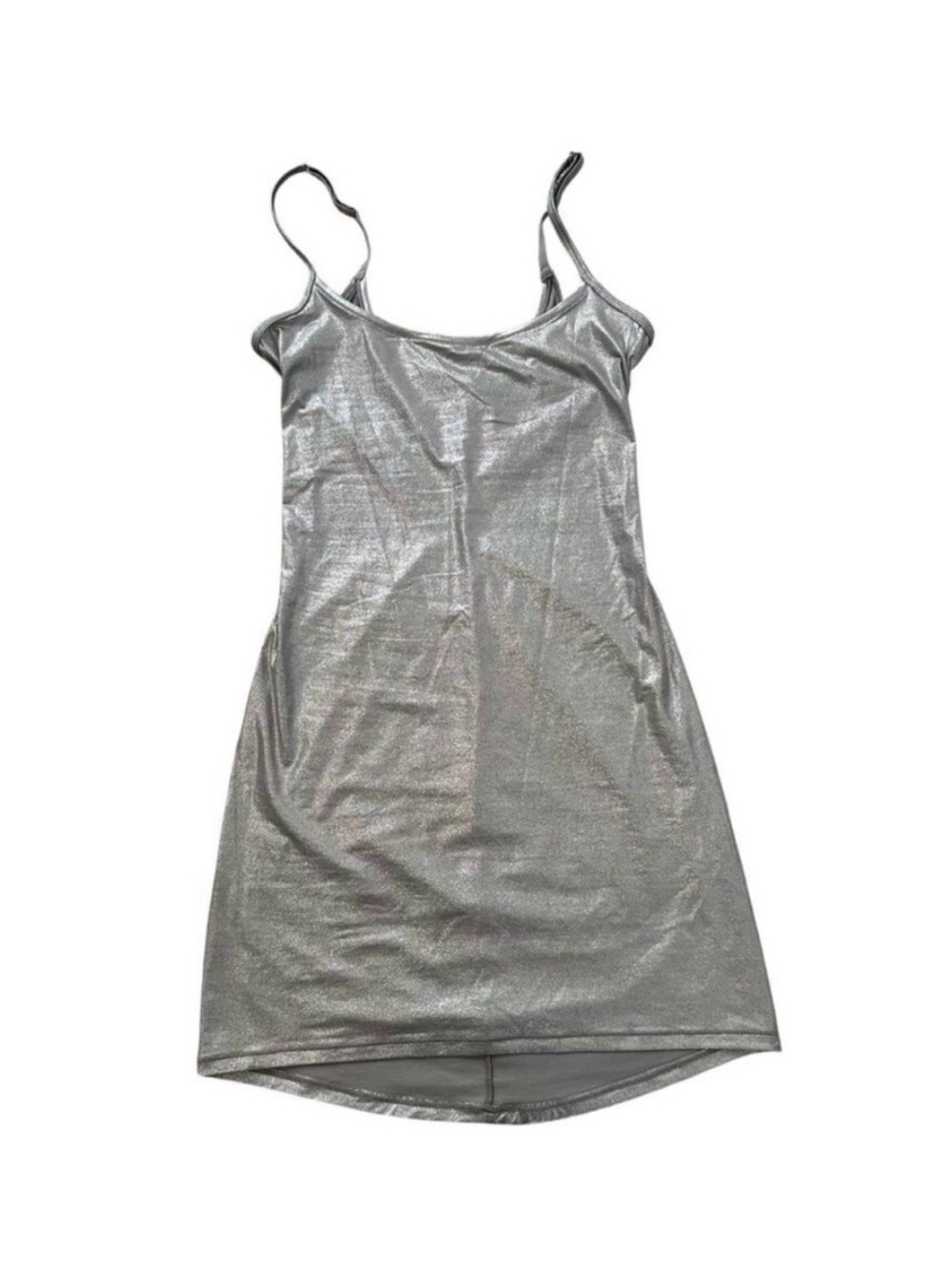 SKIMS Silver Metallic Slip Mini Dress
